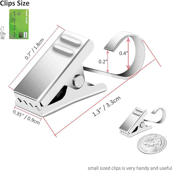 BIHRTC Pack of 50 Curtain Clips Stainless Steel with Hooks Lights Hanger | Thickening Small Metal Wire Holder for Shower Home Decoration Photos Picture Arts Crafts Display Outdoor Activities Supplies - Image 2