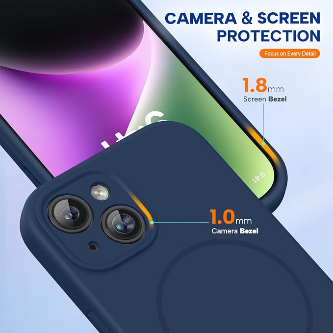 Miracase Silicone for iPhone 14 Case, Dark Blue | Soft Anti-Scratch Microfiber Lining, Premium Silicone Cover Shockproof Drop Protection Phone Case for 14 - Image 7