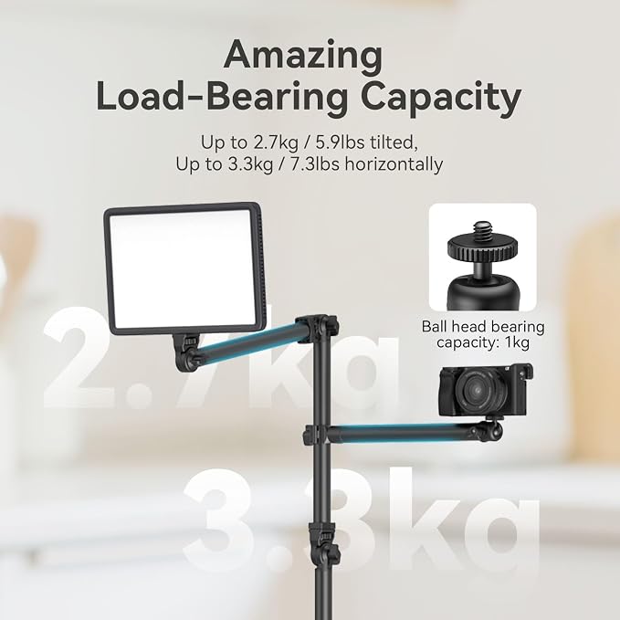 SMALLRIG Overhead Camera Mount, Camera Desk Mount Stand with Flexible Arm | 360° Rotatable Ball Head, DSLR Boom Arm Tabletop C Clamp for Photography Videography Live Stream - 4456 - Image 6