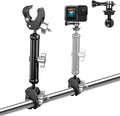 Double Super Clamp Camera/Umbrella Mount,360° Magic Long Arm Pole Clamp,Double Ball Head Adapter for Photo Studio Light Stand,Gopro,Golf Carts,Motorcycle,Cross Bars,Strollers (Black) by Laetass