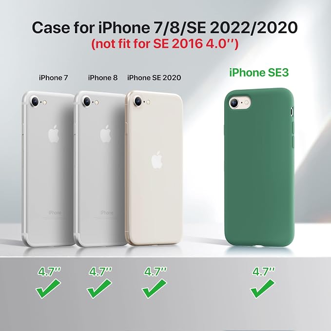 Miracase Silicone for iPhone SE 2022/SE 2020/7/8 Case,Acacia Green | Ultra Slim Cover with Screen Protector, Soft Microfiber Lining, Multi-Color Premium Silicone Shockproof Phone Case - Image 7