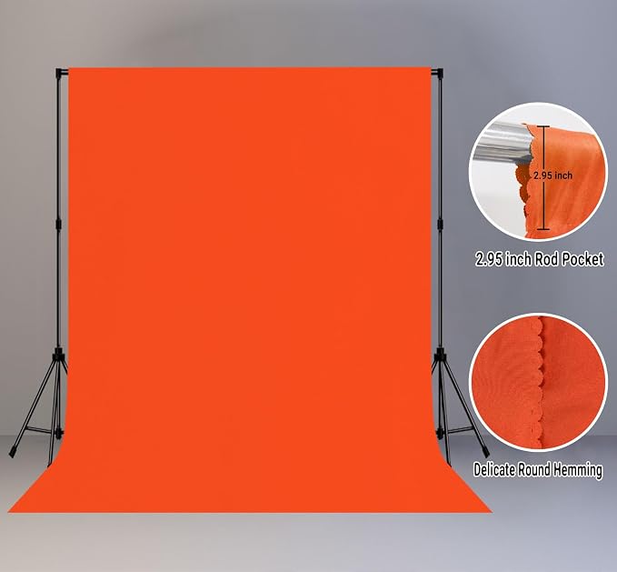 Orange Photography Backdrop for Photoshoot, Fabric 8x10ft | Polyester Studio Photo Backgrounds, Non Reflective, Easy to Hang, for Portrait Shoot, Product, Party Decor, Video Creation - Image 2