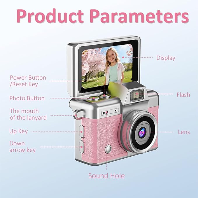 Mini Keychain Digital Camera Retro Mini Digital Video Camera Small bodycam 1080P FHD Recording with 0.96" IPS Screen with 6 Retro Filters AVI Format-Ideal for Phone Transfer (Blue, 64G) - Image 2