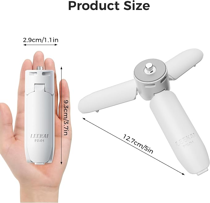 0.01S Auto Open Mini Tripod for DJI Osmo Pocket 4P/4/3&Insta360 Luna Ultra | LEEKAI PX01 Automatic Desktop Stand & Grip with 1/4"Screw for Action 6/5 Pro/4/3, Insta360 X5/X4/X3, Gopro, Xtra Muse - Image 5