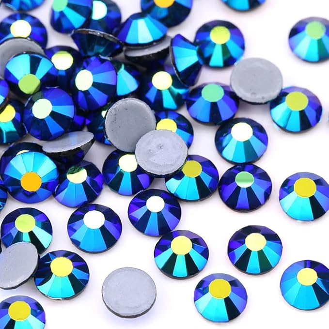 Jollin Hotfix Rhinestones Flatback Crystal Gems 8.4mm SS40, Jet AB | 144pcs Hot Fix Crystals Glass Rhinestones for Bedazzling, Crafting, Clothes, Shoes & Accessories DIY Decoration by Jollin
