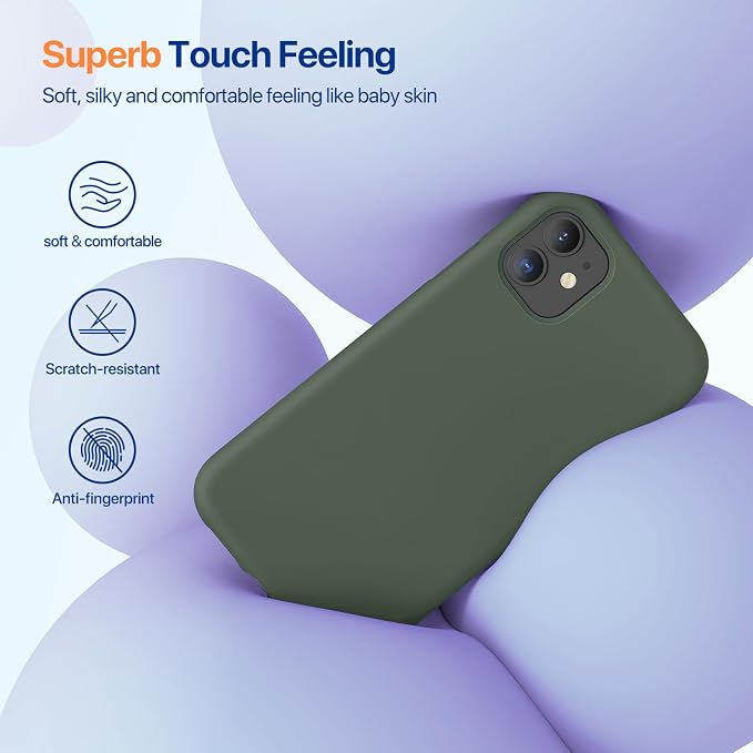 Miracase Silicone for iPhone 11 Phone Case, Dark Green | Soft Anti-Scratch Microfiber Lining, Premium Silicone Cover Shockproof Drop Protection Phone Case for 11 - Image 2