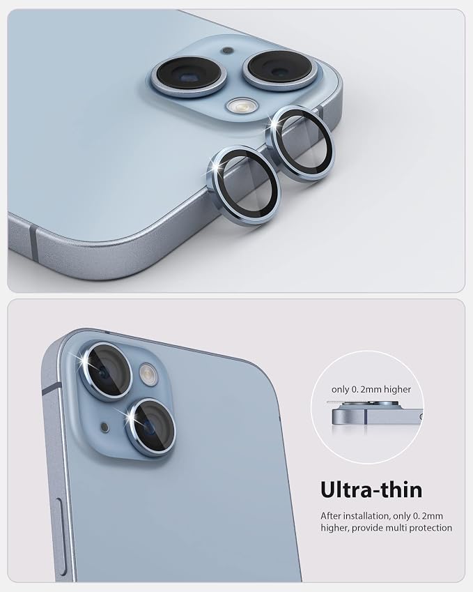 Camera Lens Protector Compatible for iPhone 13 & iPhone 13 Mini Camera Cover Premium 9H Tempered Glass [Anti-Scratch] Ultra HD - Image 5