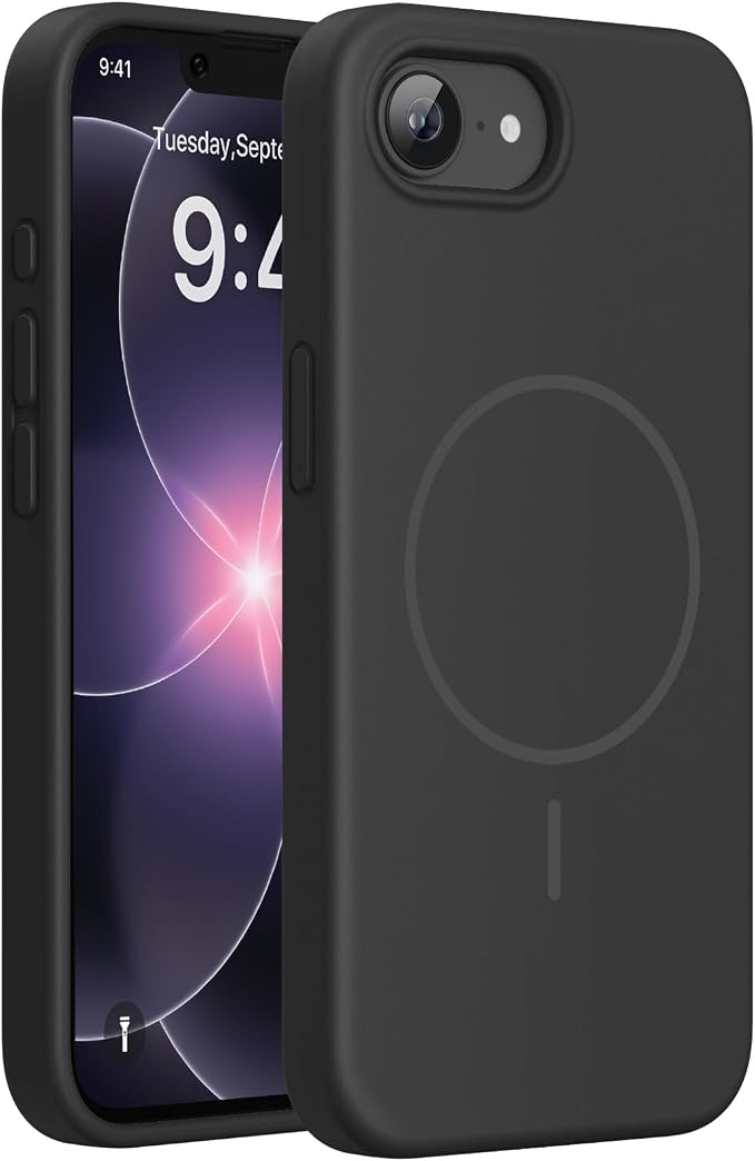 miracase Magnetic for iPhone 17e Case & iPhone 16e Case, [Soft Anti-Scratch Microfiber Lining], Compatible with MagSafe, Silicone Shockproof Protection Phone Case for iPhone 17 e/16 e, Black by Miracase