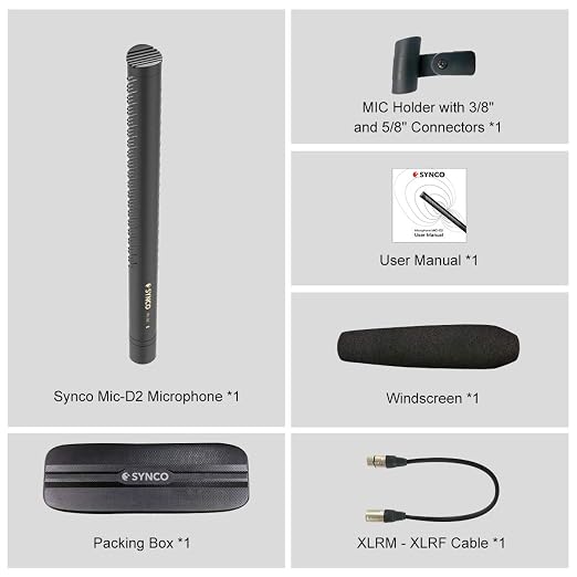 SYNCO Shotgun Microphone D2 Hyper Cardioid XLR Condenser Mic | Rode Shotgun Mic, Directional Condenser Audio Recording Pickup, for DSLR Cameras, Film Interview, ENG/EFP Video Creators - Image 9