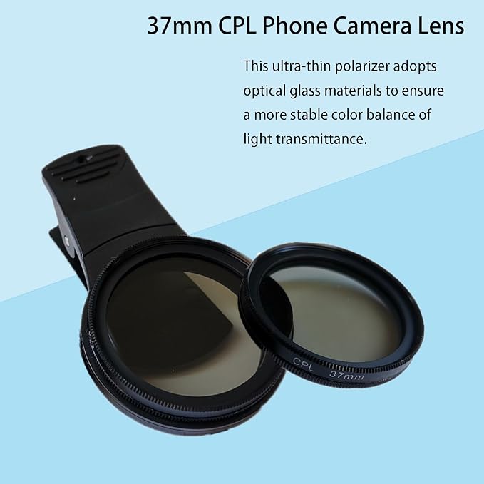 37mm CPL Phone Camera Lens, Clip-On Cellphone Lens CPL Filter Polarizer, Universal Cell Phone Camera Lens Compatible with Most Mobilephone Models(Black) - Image 5