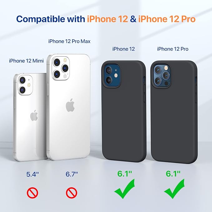 Miracase Silicone for iPhone 12 Case and iPhone 12 Pro Case, Black | Liquid Silicone Gel Rubber Shockproof Drop Protection Phone Case for iPhone 12/12 Pro 6.1 inch - Image 2
