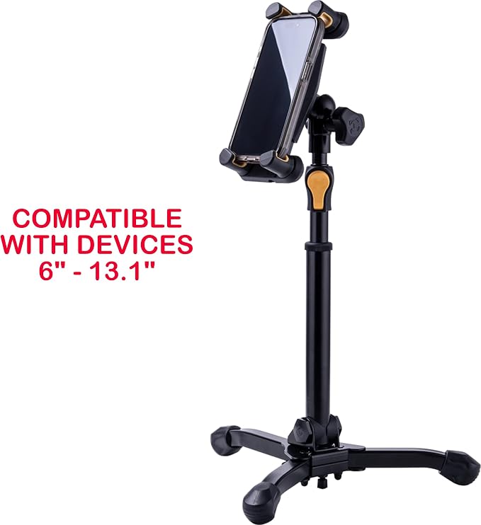 Hercules Stands DG307B-TS2 Tabletop Tablet & Smartphone Stand, 360 Degree Adjustment, One-Handed Height Adjustable, Weighted Base, Compatible with iPad & Samung Galaxy Tablet, Bundle w/ Cleaning Cloth - Image 5
