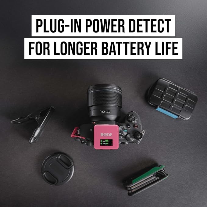 RØDE Wireless GO (Gen 3) – Compact Wireless Mic – Pristine Audio, 32-bit Float Recording, Automatic Level Control, for Phones, Cameras and Computers (Pink) - Image 7