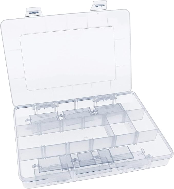 Xiaoyztan 18-Grid Clear Plastic Organizer with Adjustable Dividers | 18-grid clear organizer with adjustable dividers for jewelry, beads, tackle, and crafts by Welcometoxiaoyztan
