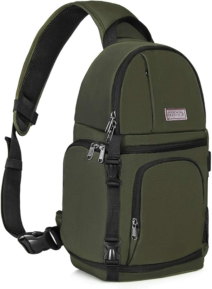 MOSISO Camera Sling Bag, DSLR/SLR/Mirrorless Camera Case Camera Backpack | Shockproof Photography Bag with Tripod Holder&Removable Modular Inserts Compatible with Canon/Nikon/Sony/Fuji, Army Green by MOSISO