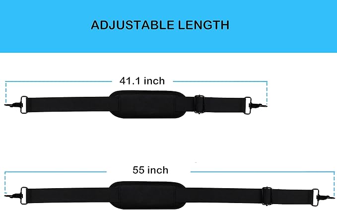 Shoulder Strap, Durable 55" Universal Replacement Laptop Shoulder Strap | 55 In Shoulder Strap Adjustable Comfortable Belt with Metal Hooks for Briefcase, Messenger Bag, Luggage/Duffel/Camera - Image 6