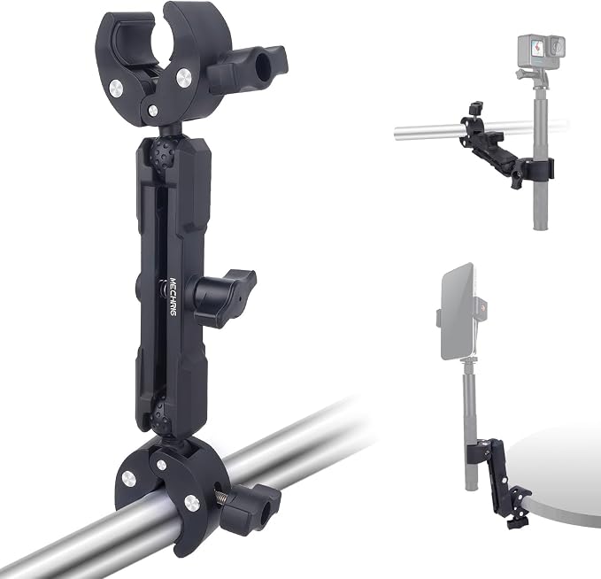 Double Clamp Mount,Double Super Clamp Camera Mount with 360° Ballhead Magic Arm for Desk, Cross Bars,Tripod, Handlebar Studio Light Stand Holder Photography Reflector, Flag, Umbrella,JC025 by Mechrig
