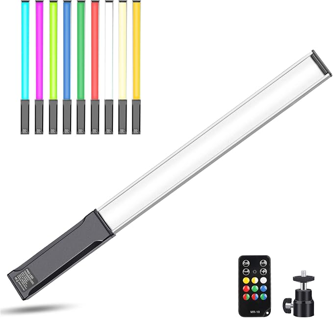 Hagibis RGB Handheld LED Video Light Wand Stick Photography Light 9 Colors,with Built-in Rechargable Battery and Remote Control,1000 Lumens Adjustable 3200K-5600K,Hot Shoe Adapter Included.. by Hagibis