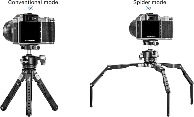 Leofoto MT-04 Tabletop Tripod, Aluminum Mini Tripod, 3 Leg Sections, Foldable Leg, Portable and Compact, 1/4" Accessories Thread, 3/8" Mounting Stud (MT-04+LH-30) - Image 5