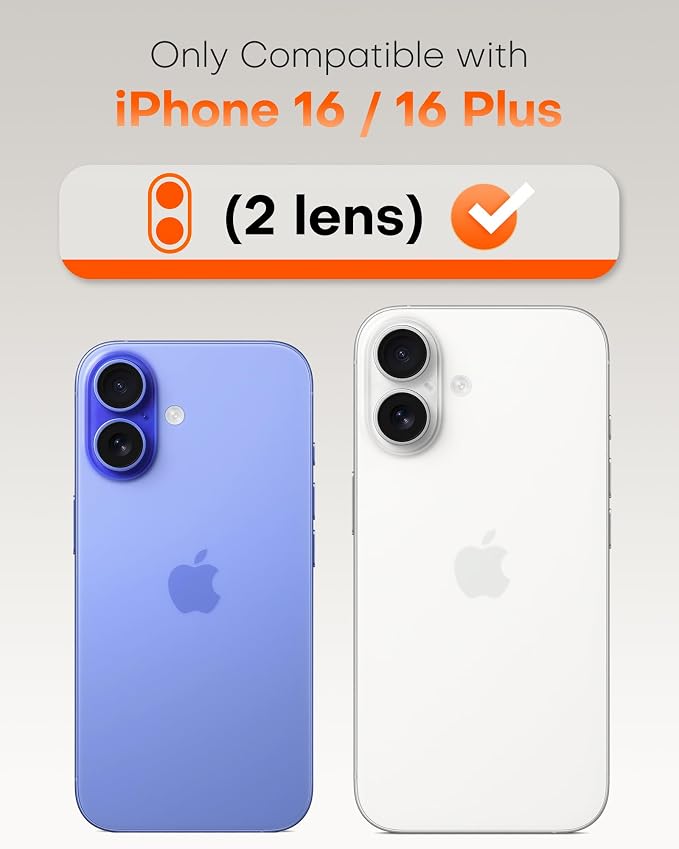 TOCOL Camera Lens Protector for iPhone 16 / iPhone 16 Plus Tempered Glass HD Individual Scratch Resistant Camera Cover Accessories Case Friendly 2 Pack（Blue） - Image 2