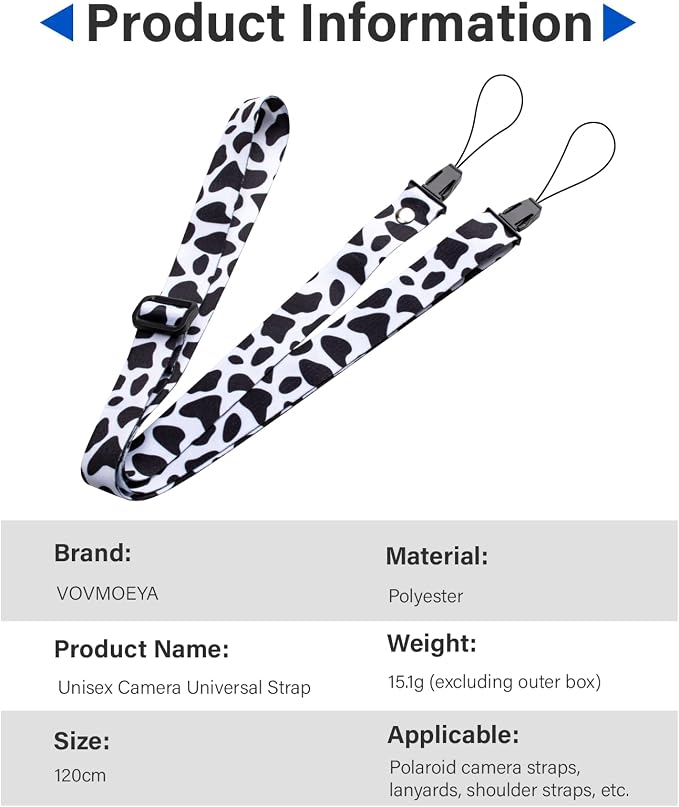 VOVMOEYA Camera Strap,Cute Camera Lanyard Neck Strap,iPad Strap,Cute Camera Strap for Fujifilm mini Camera Kodak Smile + Smile plus,pink,Black and White - Image 6