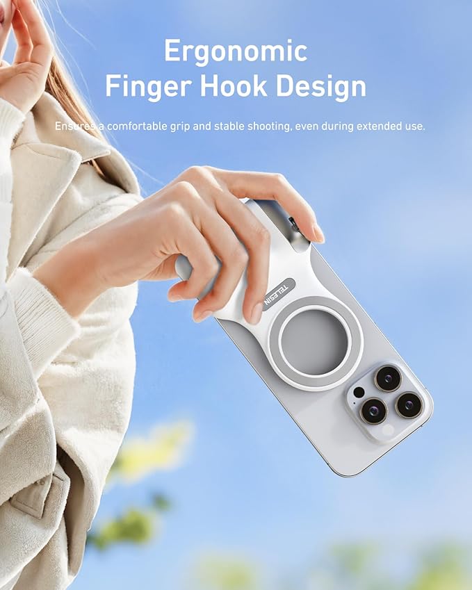 TELESIN Fun Shot Magnetic Phone Camera Grip & 4 in 1 RGB Selfie Light Kit | Phone Selfie Handle Creator Bundle Kit Compatible with iPhone Magsafe & Android Selfies/Photography/TikTok/Zoom Calls/Video - Image 8