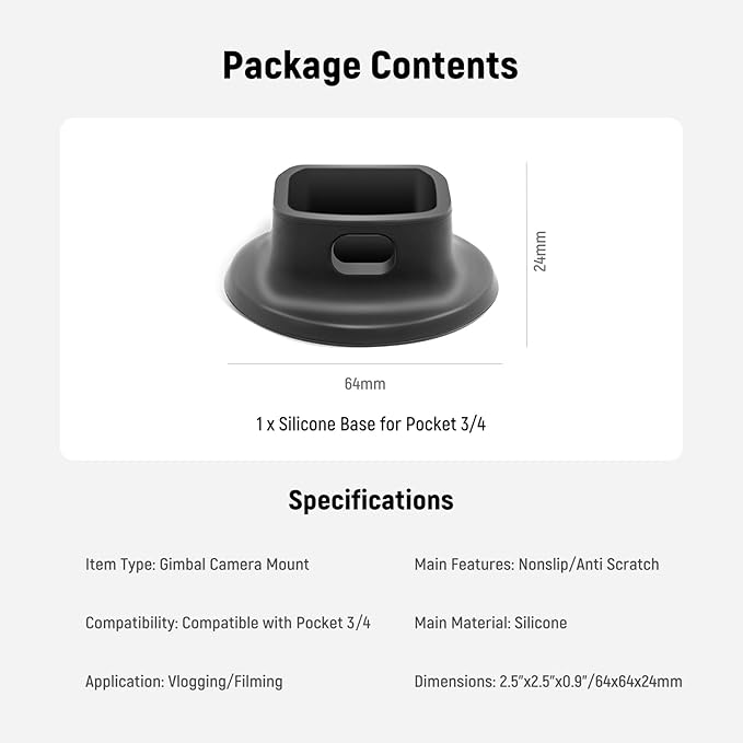 NEEWER Silicone Base Compatible with DJI Osmo Pocket 4P 4 3, AC020 | ø64mm, Nonslip, Soft, Stable, Anti Scratch, Desktop Camera Mount, Support Stand, Gimbal Camera Accessory - Image 7