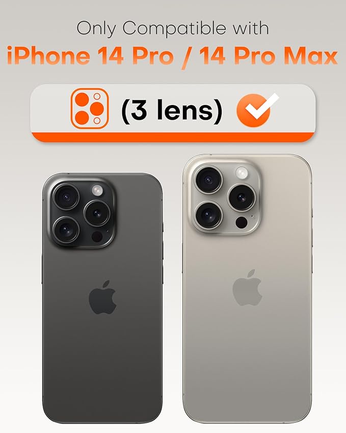 TOCOL for 2 Pack iPhone 14 Pro Max Camera Lens Protector/iPhone 14 Pro Camera Lens Protector Tempered Glass HD Individual Scratch Resistant Cover Accessories Case Friendly（Black） - Image 2