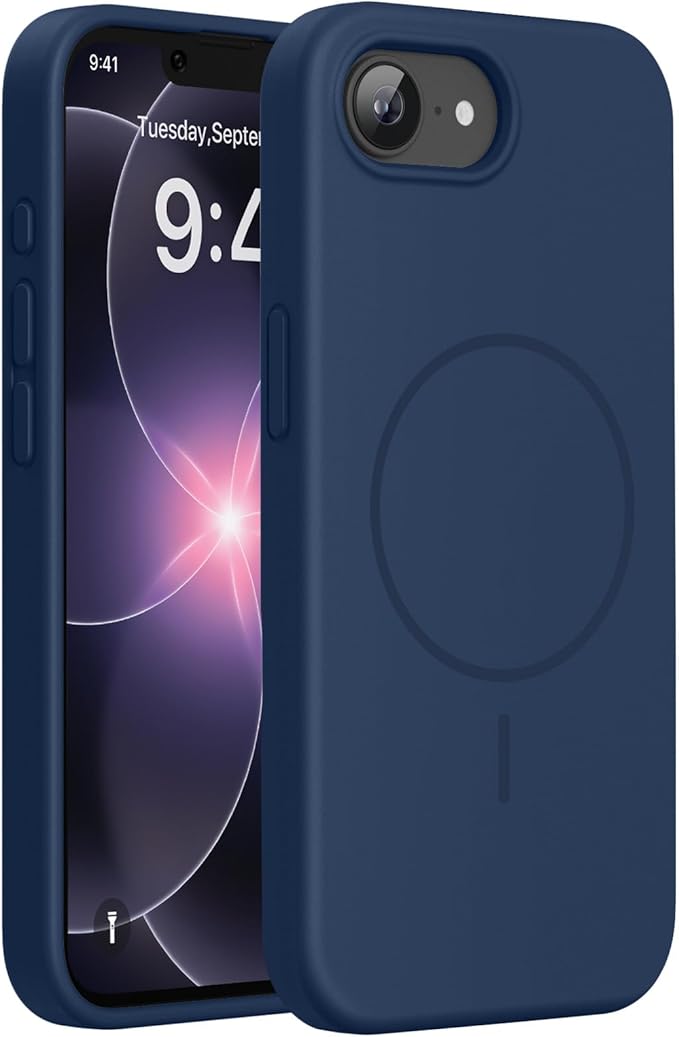 miracase Magnetic for iPhone 17e Case & iPhone 16e Case, [Soft Anti-Scratch Microfiber Lining], Compatible with MagSafe, Silicone Shockproof Protection Phone Case for iPhone 17e/16e, Dark Blue by Miracase