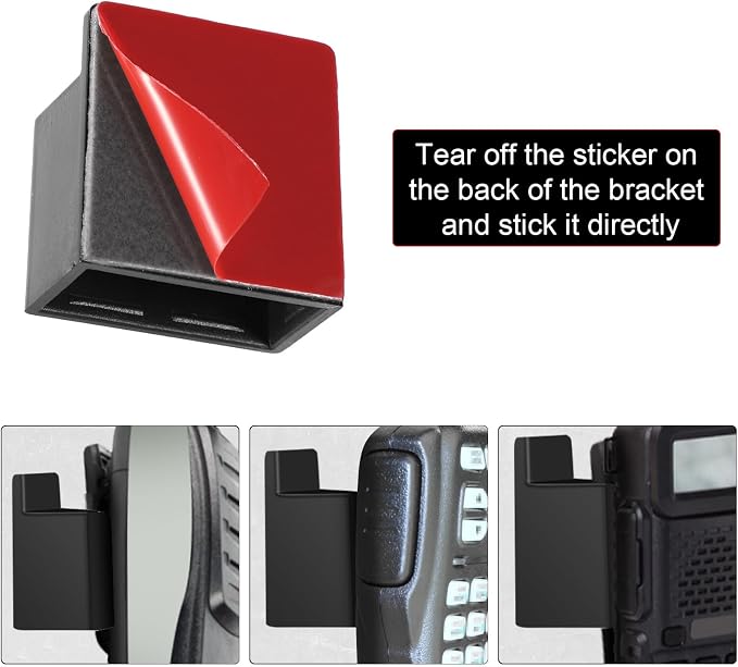 10pcs Walkie Talkies Belt Clip Holder | Black Walkie Talkie Car Mount Handheld Radio Holder with Back Adhesive for Most Handheld Intercom - Image 5