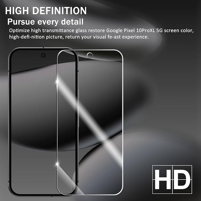 Screen Protector for Google Pixel 10 Pro XL & Camera Lens Protectors [2+2 Pack] [Ultrasonic Fingerprint Unlock] [Case Friendly] [Bubble-Free] Tempered Glass For Pixel 10 Pro XL - Image 6