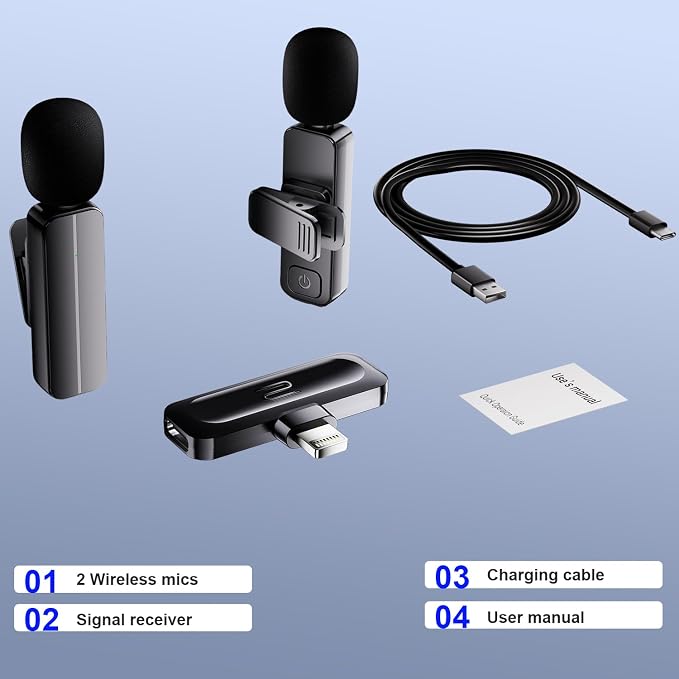 2-Pack Wireless Mini Lavalier Lapel Microphone for iPhone,iPad(Lightning) - 65ft Cordless Clip on Dual Mics with Noise Reduction 6H Working Time for Video Recording Vlogging, YouTube, Interview - Image 9