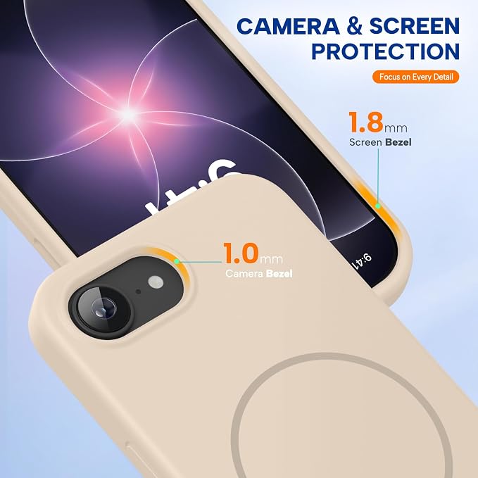 miracase Magnetic for iPhone 17e Case & iPhone 16e Case, [Soft Anti-Scratch Microfiber Lining], Compatible with MagSafe, Silicone Shockproof Protection Phone Case for iPhone 17e/16e, Sand - Image 4
