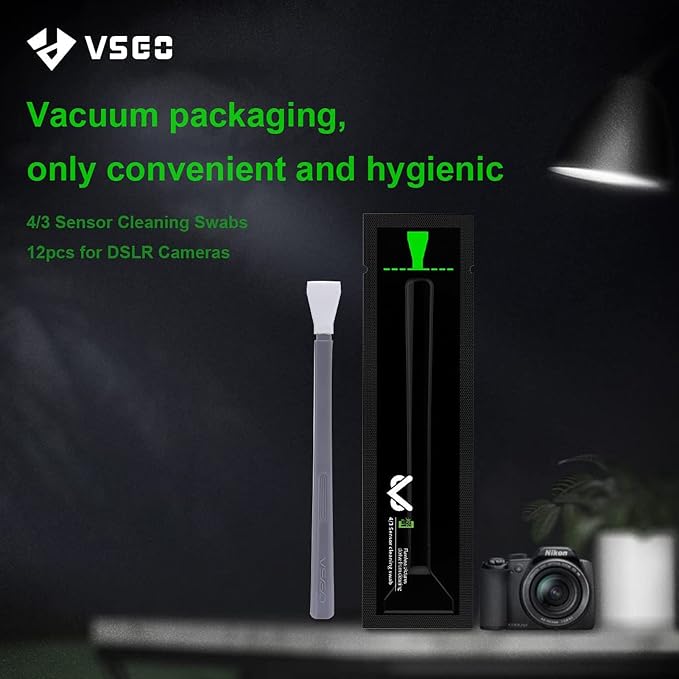 VSGO M43 Camera Sensor Cleaning Swabs, 12mm, 12 Pack | Ultra-Soft Flexible Head; Ergonomic Non-Slip Handle; Individually Vacuum Sealed; Lint-Free Material; Dry Cleaning Design - Image 8