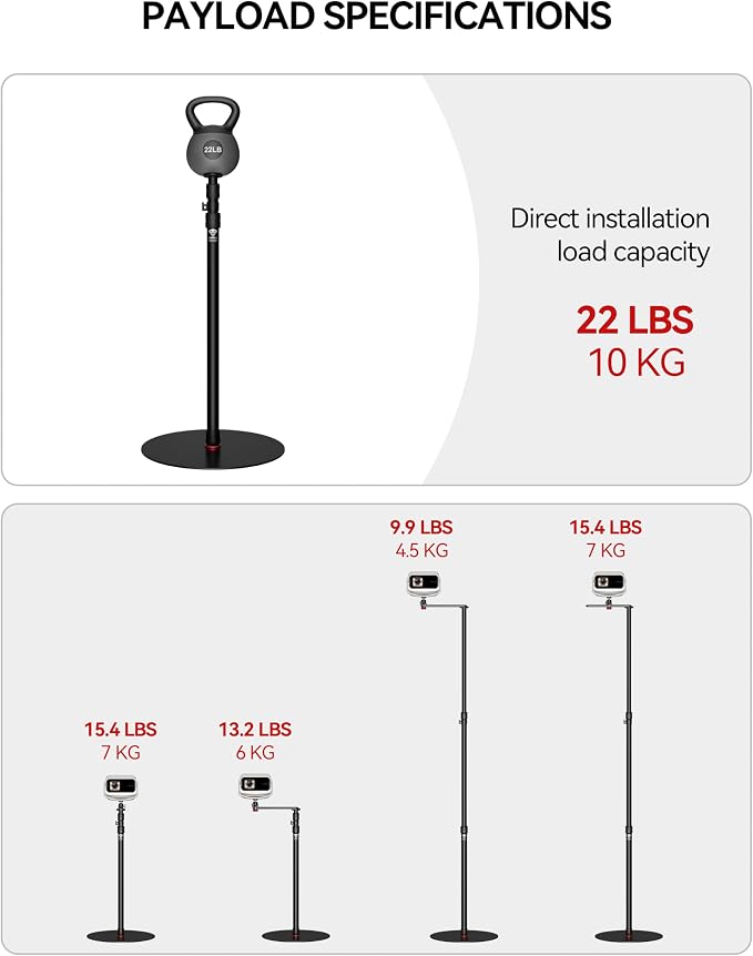 IFOOTAGE RB-A400-PE Projector Stsand,79.4" Round Base Monopod Stand | Floor Stand with Projector Bracket & Ball Head, 15.7" Round Base, 22 lb Load Capacity, 1/4" & 3/8" Mount for Light, Camera - Image 5