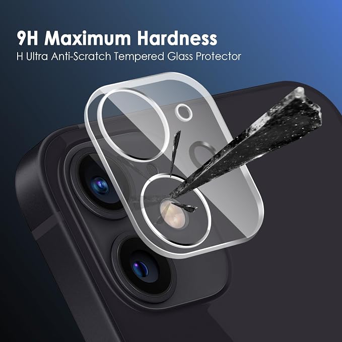 FanTEK Camera Lens Protector Compatible with iPhone 12, 9H Tempered Glass Camera Screen Cover, Ultra HD Clear Acrylic Full Coverage Guard, Case Friendly - Image 3