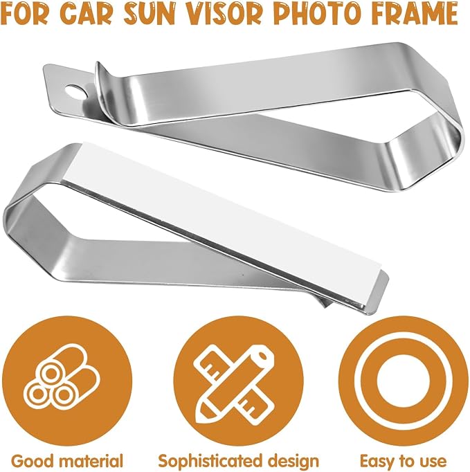 HINGTAI 6Pcs Car Sun Visor Photo Frames, Visor Clips for Cars DIY Sunshade Photo Frame Clip Stainless Steel Material, Not Easy to Damage Strong Hold Accessory for Car, Home & Office - Image 3