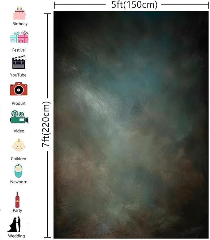 5x7ft Aqua Backdrops Portrait Backdrops for Photography Mottled Photo Background - Image 5