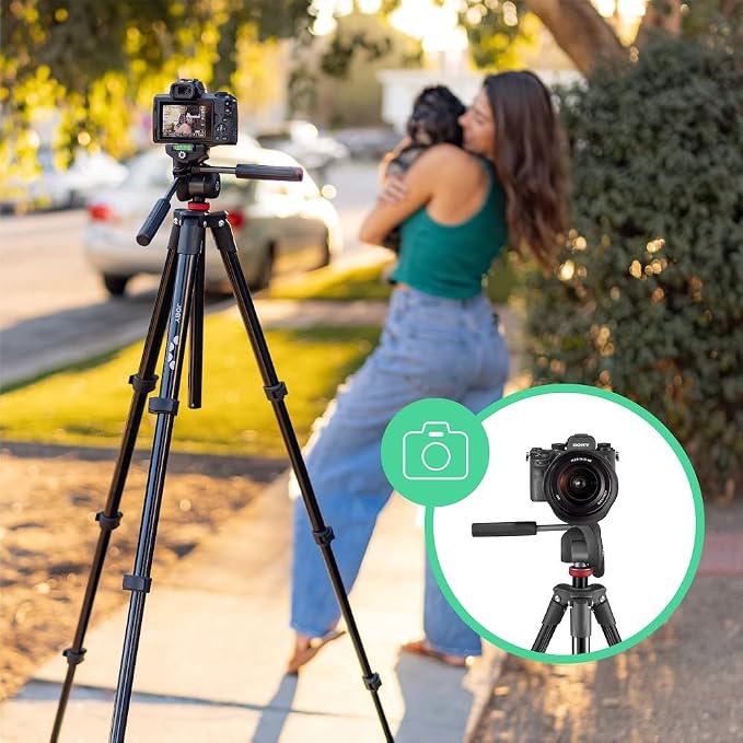 Joby Compact Advanced, Camera Tripod with 3-Way Head, Universal ¼-20” Quick Release Attachment and Carrying Bag, for CSC, DSLR, Mirrorless Camera, Smartphone, Colour: Black - Image 6