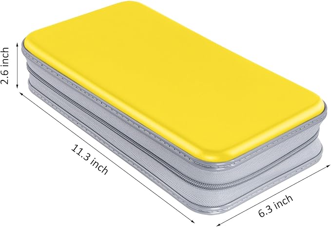Siveit CD Case holder, 80 Capacity CD/DVD Case Holders Wallet Hard Plastic CD DVD Disc Cases Storage Binder for Car Home Office Travel (Yellow) - Image 6