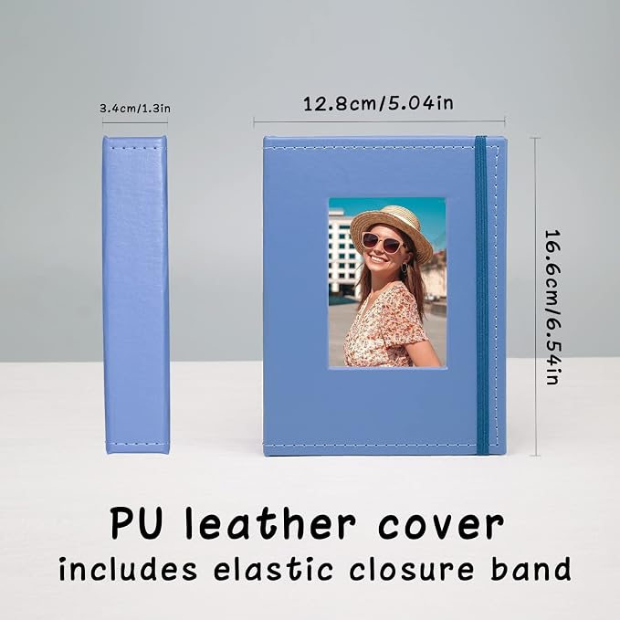 Small Photo Album 4x6, Pack of 2 Leather Photo Book, Each Mini 26-Page Album Holds 52 Photos, Art Presentation Folder for Postcards & Picture Storage Lightblue - Image 4