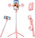 Selfie Stick Tripod with Light and Bluetooth Remote, 67" Extendable Mini Tripod Stand for iPhone Samsung Android, 6 in 1 Wireless Selfie Stick for TikTok YouTube Live Streaming(Pink) by BlissVeritura