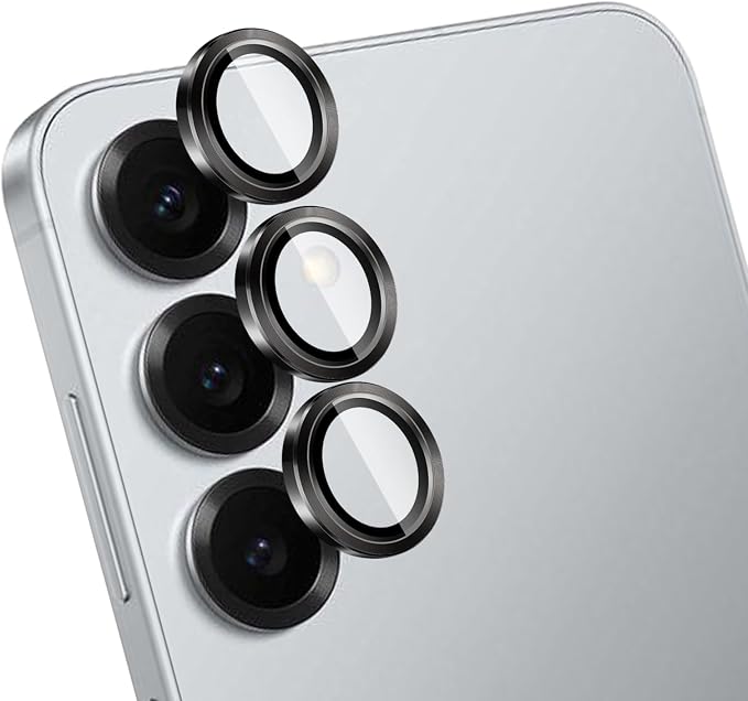 Camera Lens Protector for Samsung Galaxy S25 Plus,1 Pack | Tempered Metal Glass Camera Cover Film,HD Clear,Anti-Scratch Lens Screen Protector Film,Case Friendly,Black Titanium by Unknown