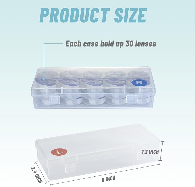 2-Pack Contact Lens Organizer Case, Portable Storage Case for Daily Disposable Contact Lenses, Holds 30 Lenses Each, 30 Days Total - Image 2