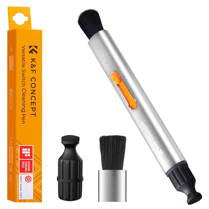 K&F CONCEPT Multifunctional Lens Pen for Canon Nikon Sony Camera Clean | High-Efficiency Cleaning,Carbon Head,Aluminum Alloy Pen Body,Soft Brush Head,Small Size and Easy to Carry,MP03 by KFCONCEPT