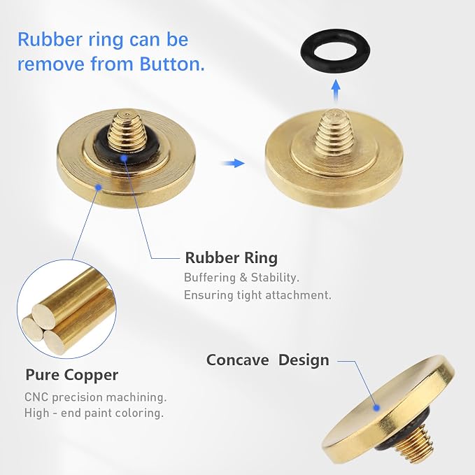 Haoge 12mm Copper Shutter Release Button for Fujifilm X-E5 GFX100RF XT5 XT50 X100V X100VI X-Pro3 Nikon Zf DF and Leica D-LUX 8 q3 M10 M-11 Sony RX1R III Concave Surfacel,New Version: Diameter 12mm - Image 5