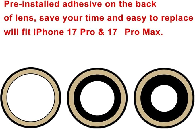 Back Rear Camera Lens Glass Replacement Compatible with iPhone 17 Pro and iPhone 17 Pro Max with pre-Installed Adhesive and Reparing Toolkit - Image 4