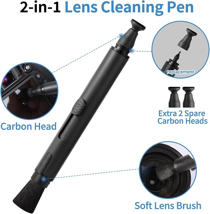 Camkix 14-in-1 Camera Lens Cleaning Kit - Includes Advanced Large Silicone Air Blower, 2in1 Lens Cleaning Pen, Dry Swabs, Cleaning Paper, 30 ML Optical Lens Spray for Mirrorless Cameras, APS-C, DSLR - Image 3