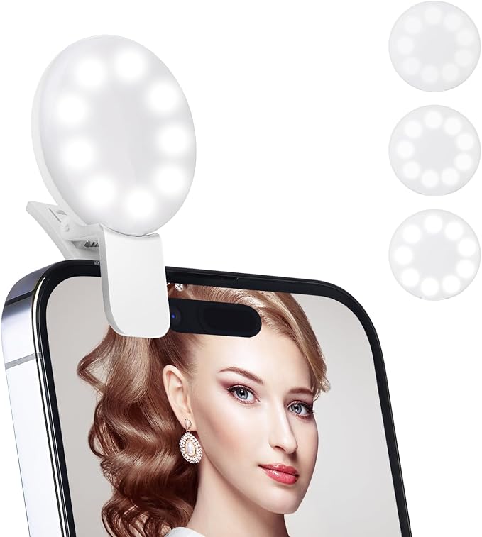 Ring Light of Pocket-Size: Rechargeable Small Ring Light for Phone, Laptop & Makeup - Perfect for Small & Adults, Portable Selfie Light (White) by Starkik