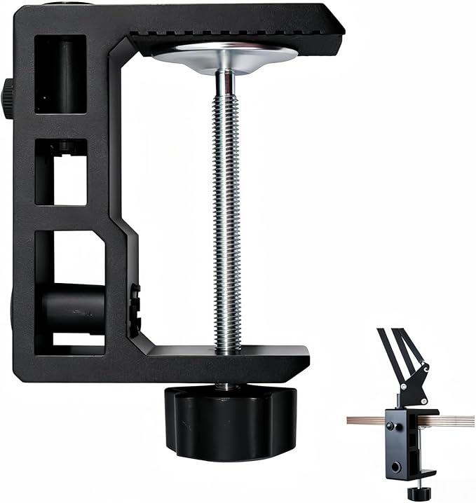Replacement Heavy Duty C Clamp for 1/2” and 5/8” Hole Base Magnifying Lamp,Desk Lamp,Swing Arm Lamp,Phone I pad Mount,Tablet Mic Holder,Table Mount Clamp for Microphone Stand Mic Boom Arm (G2 BLACK) by MeetRade